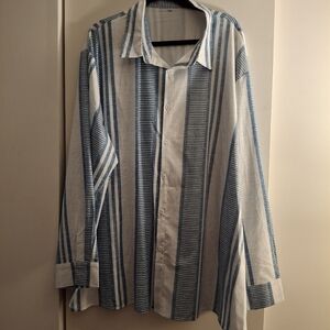 Men's Striped Blue and White Shirt